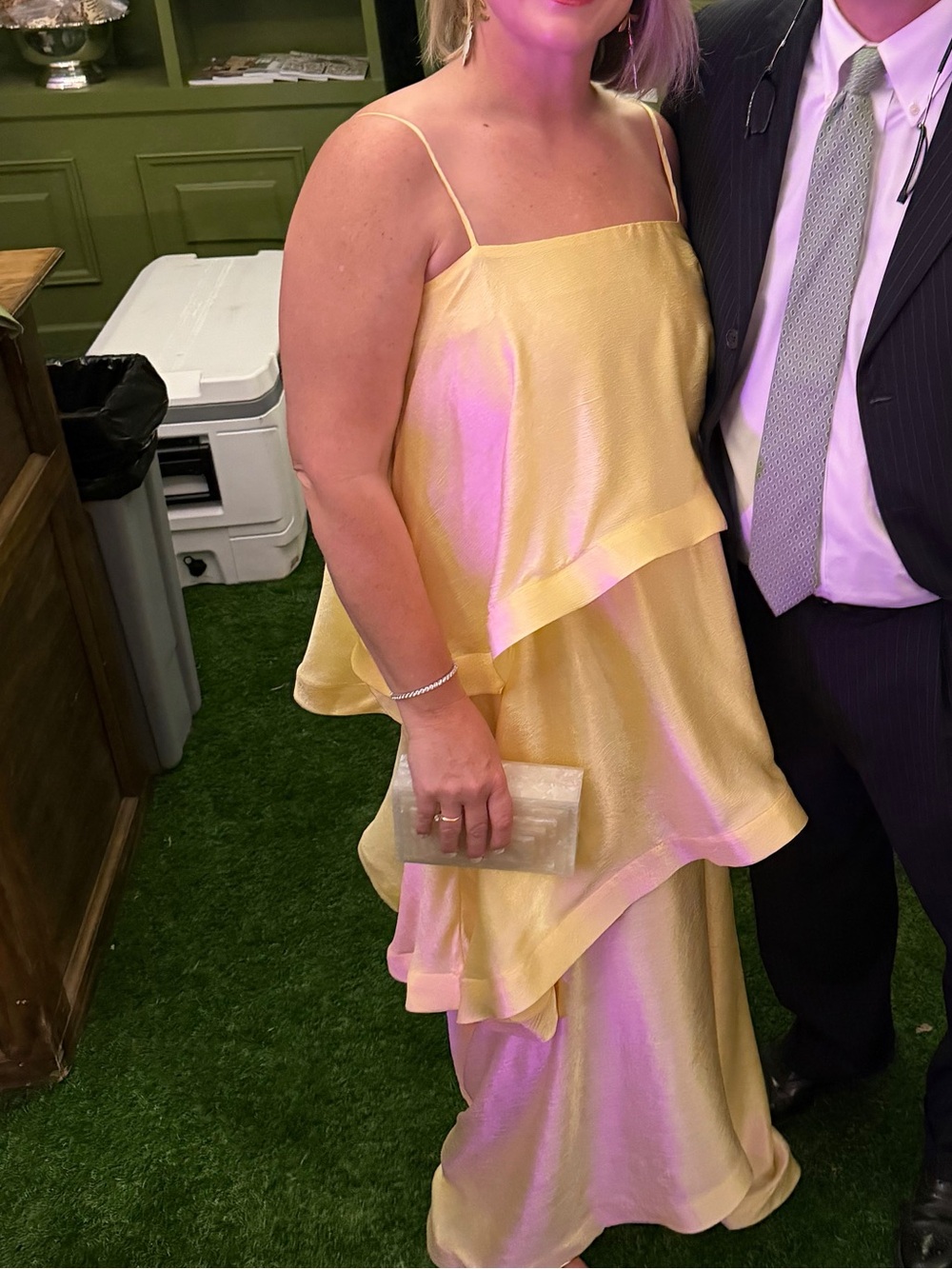 Elliatt Yellow Layered Satin Maxi Dress
